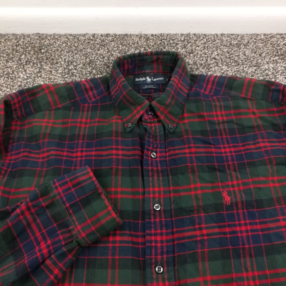 Vintage Polo Ralph Lauren Flannel Shirt Tartan Plaid Blake Mens Large